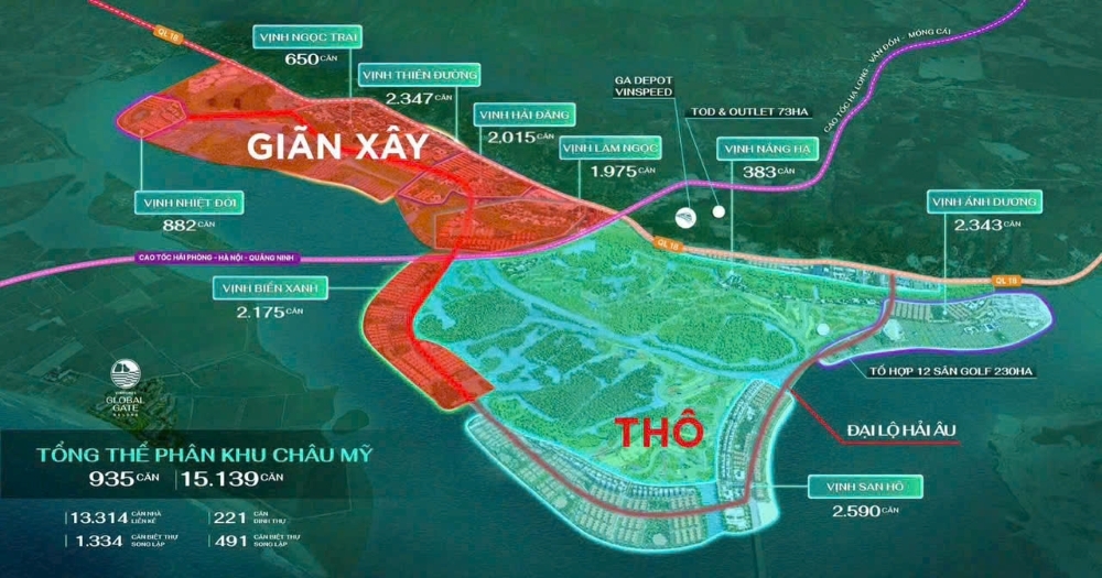 Tổng thể phân khu châu Mỹ của dự án Vin Hạ Long Xanh Tổng thể phân khu châu Mỹ của dự án Vin Hạ Long Xanh
