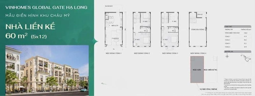 Layout thiết kế của nhà phố 60m² tại Vin Hạ Long Xanh